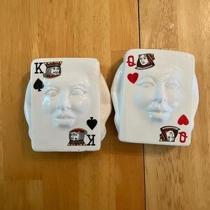 80’s Playing cards anthropomorphic fun face King Queen Card salt pepper shakers